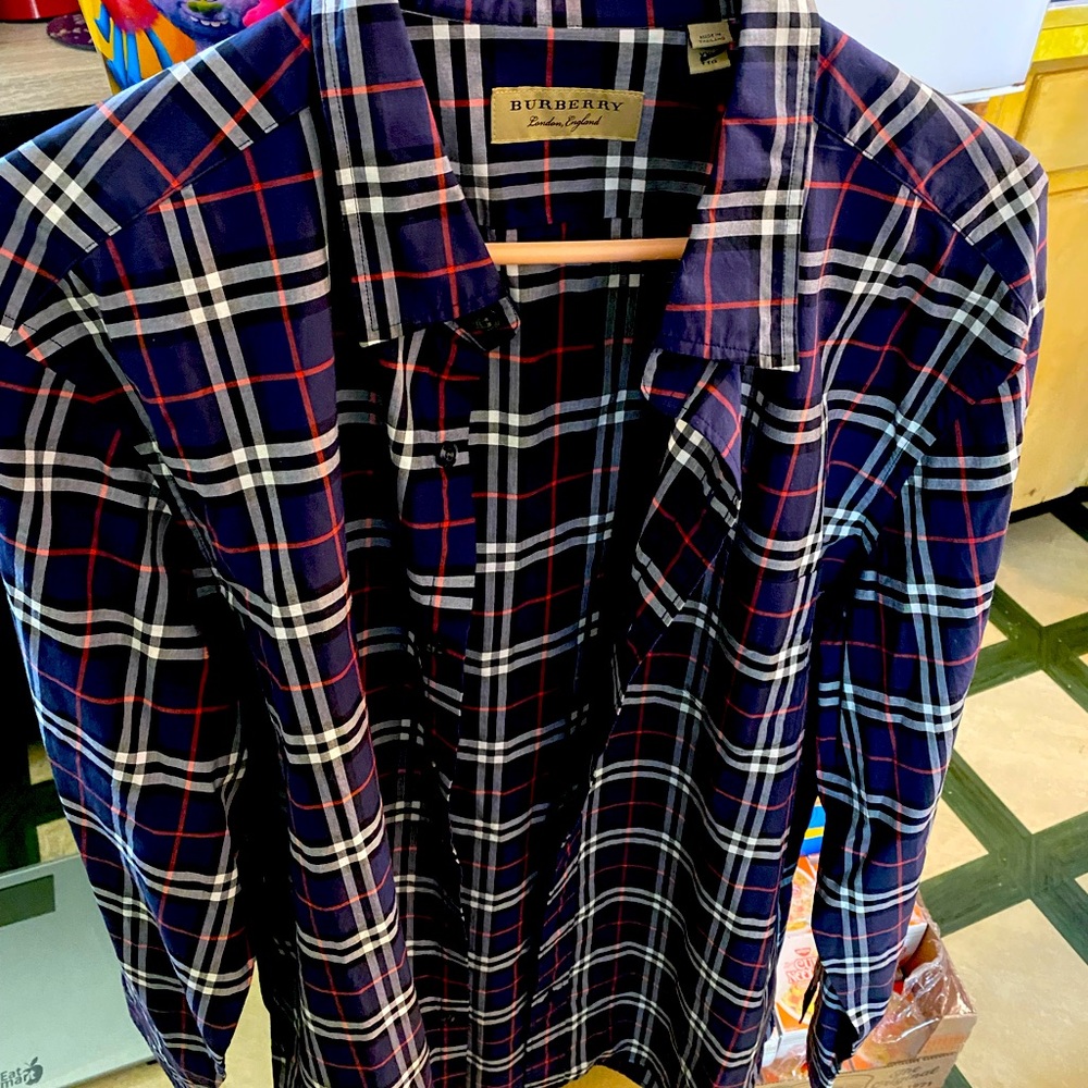 Mens sz 2X alternate Burberry long sleeve button up shirt.